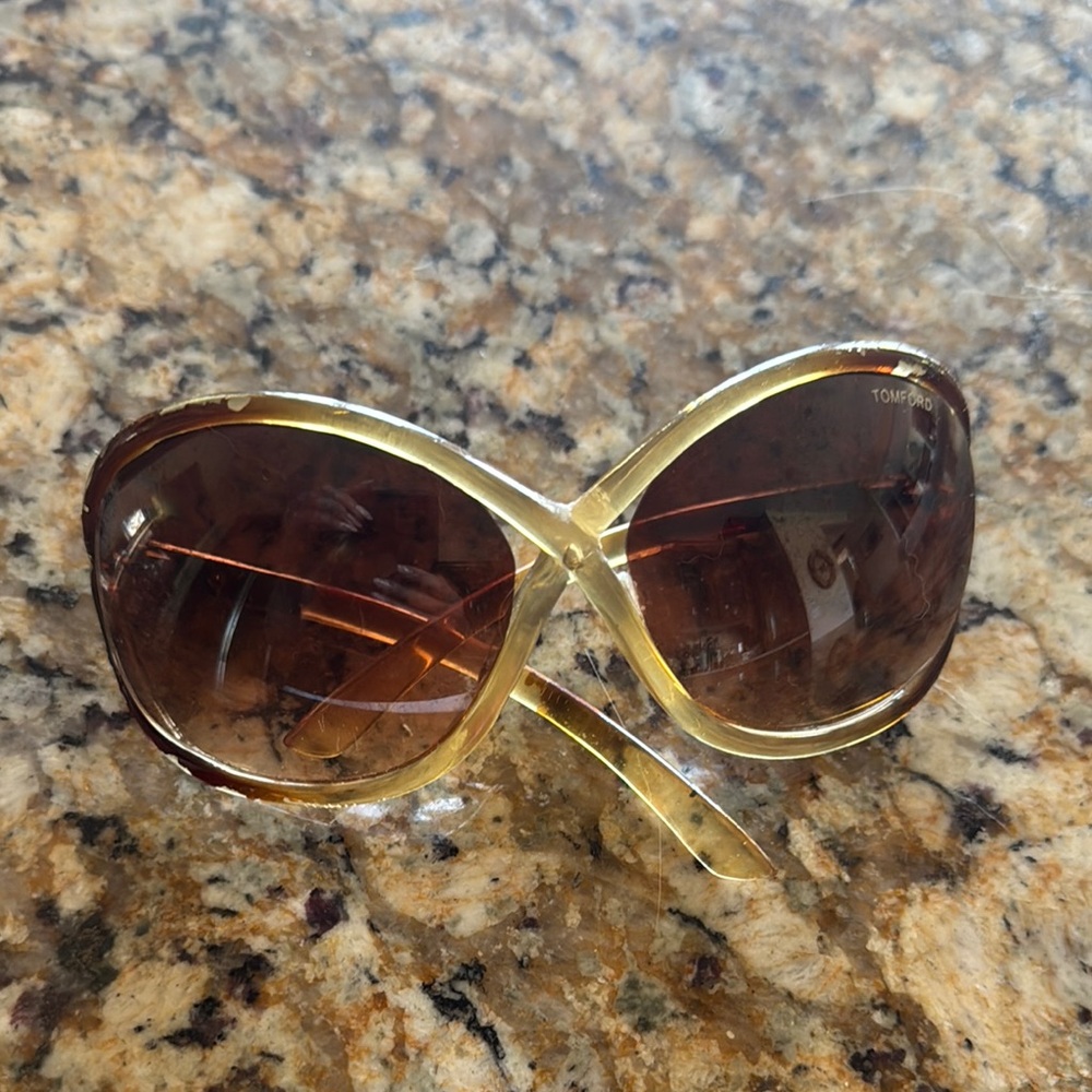 Authentic Tom Ford Gold and Brown Aviator Sunglasses